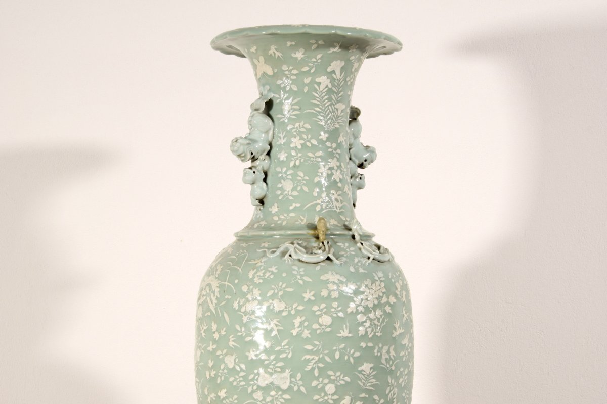 Grande vaso in porcellana Celadon, Cina, XIX secolo-photo-5