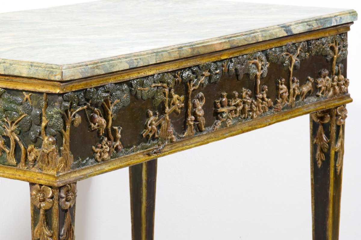 Consolle in legno laccato e dorato a mecca, Toscana, epoca neoclassica, fine XVIII secolo-photo-8