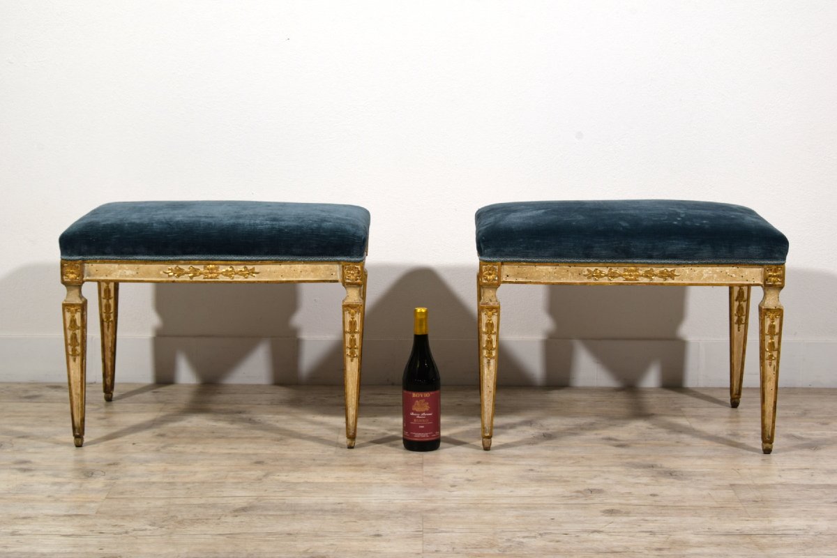 Coppia di panchetti neoclassici, Napoli, fine XVIII secolo-photo-1