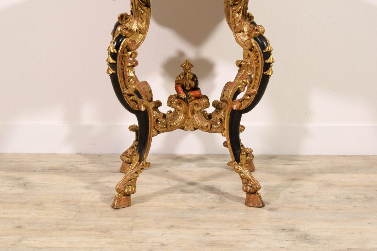 Tavolino da centro a vassoio in legno intagliato e laccato a cineseria, Torino, XVIII secolo-photo-5