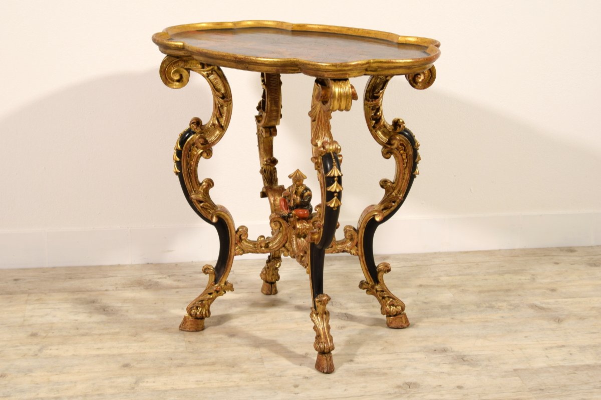 Tavolino da centro a vassoio in legno intagliato e laccato a cineseria, Torino, XVIII secolo-photo-7