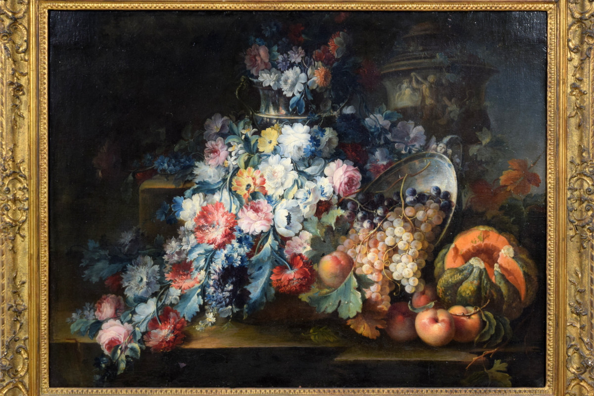 Michele Antonio Rapos (Torino 1733-1819), Natura morta di fiori e frutta -photo-2
