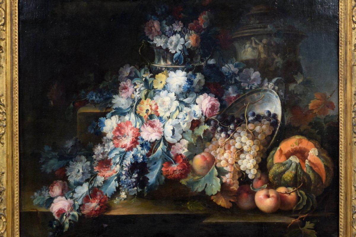 Michele Antonio Rapos (Torino 1733-1819), Natura morta di fiori e frutta -photo-2