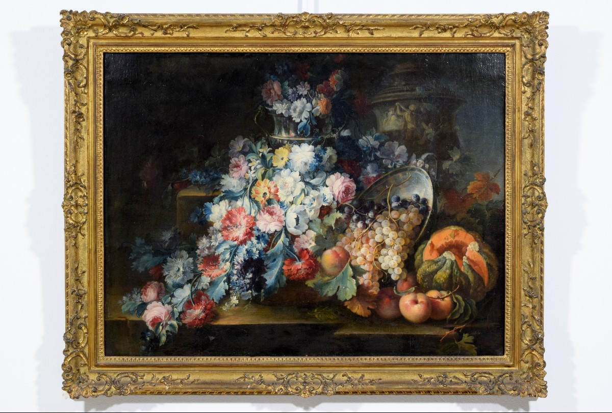 Michele Antonio Rapos (Torino 1733-1819), Natura morta di fiori e frutta 