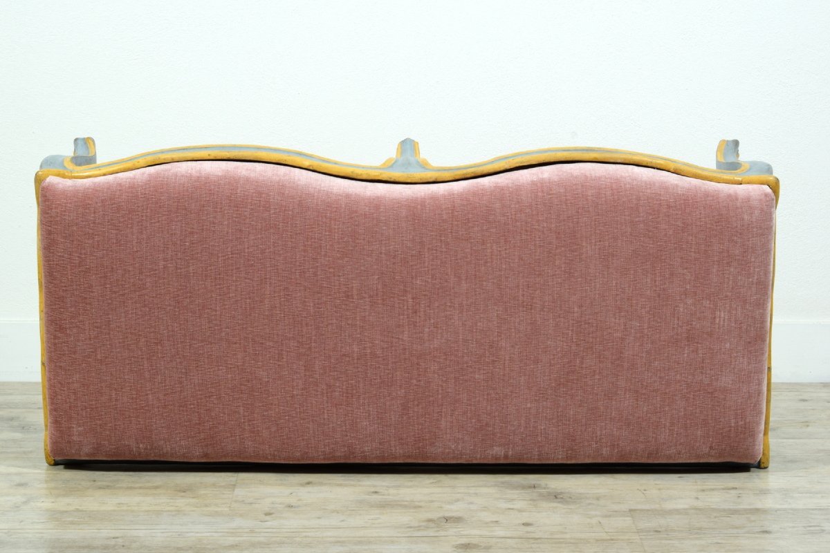 Panca in legno intagliato e laccato, Epoca Barocchetto, Italia, metà XVIII secolo-photo-5