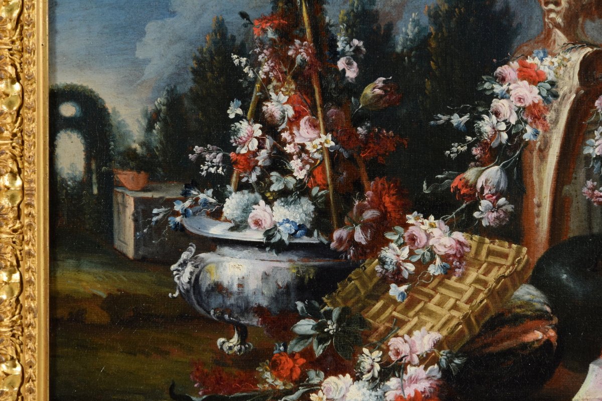 Francesco Lavagna (Napoli 1684-1724), Natura morta con composizione di fiori e anguria-photo-1