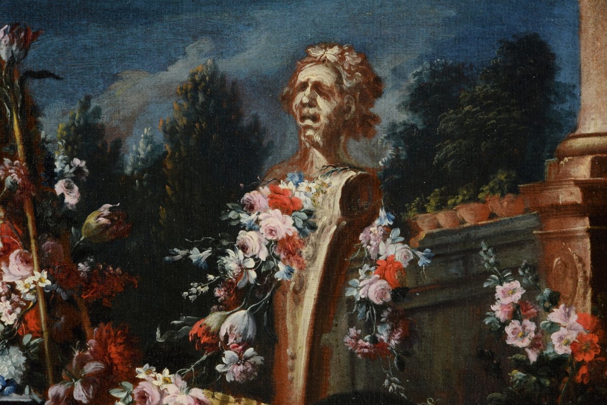 Francesco Lavagna (Napoli 1684-1724), Natura morta con composizione di fiori e anguria-photo-2