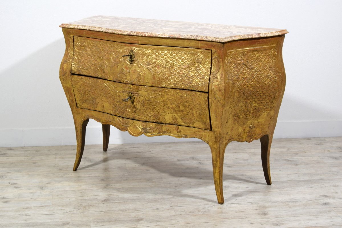 Cassettone barocco in legno intagliato e dorato, Sicilia, metà XVIII secolo-photo-7