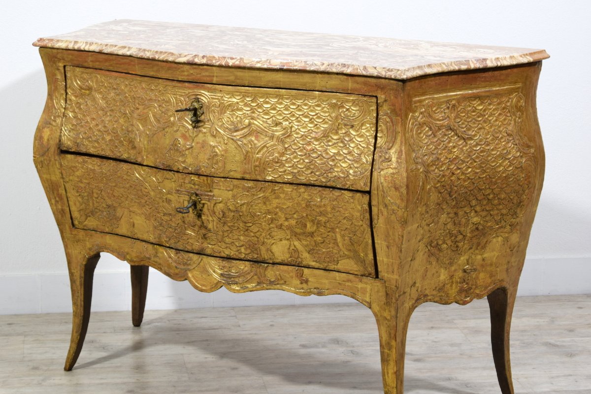 Cassettone barocco in legno intagliato e dorato, Sicilia, metà XVIII secolo-photo-8