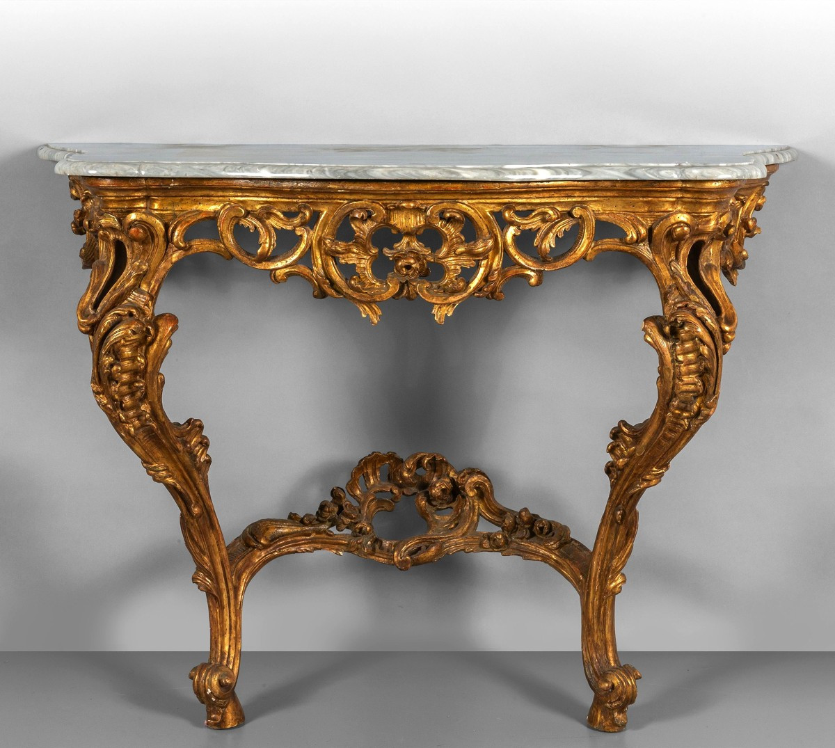 Consolle in legno intagliato edorato, Italia, Epoca barocchetto, metà XVIII secolo