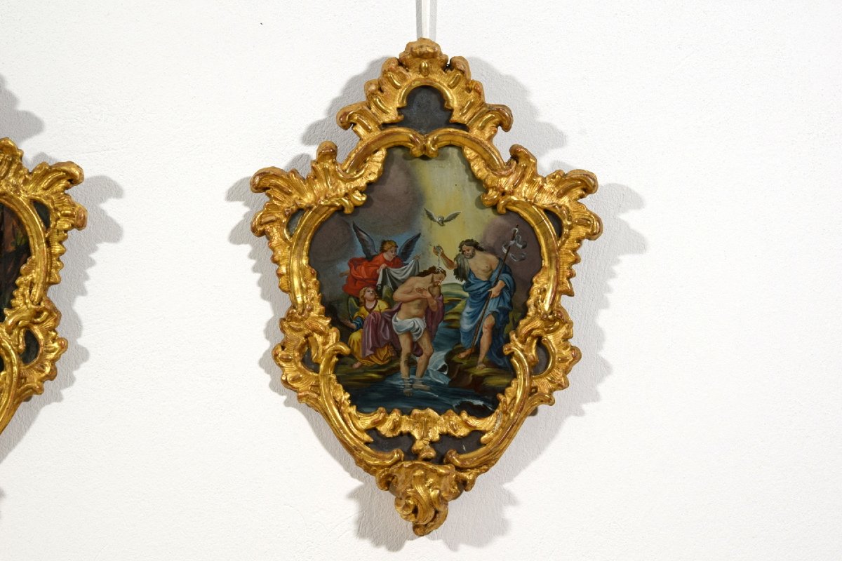 Coppia di dipinto su vetro, Michele Antonio Milocco, Italia, XVIII secolo-photo-4