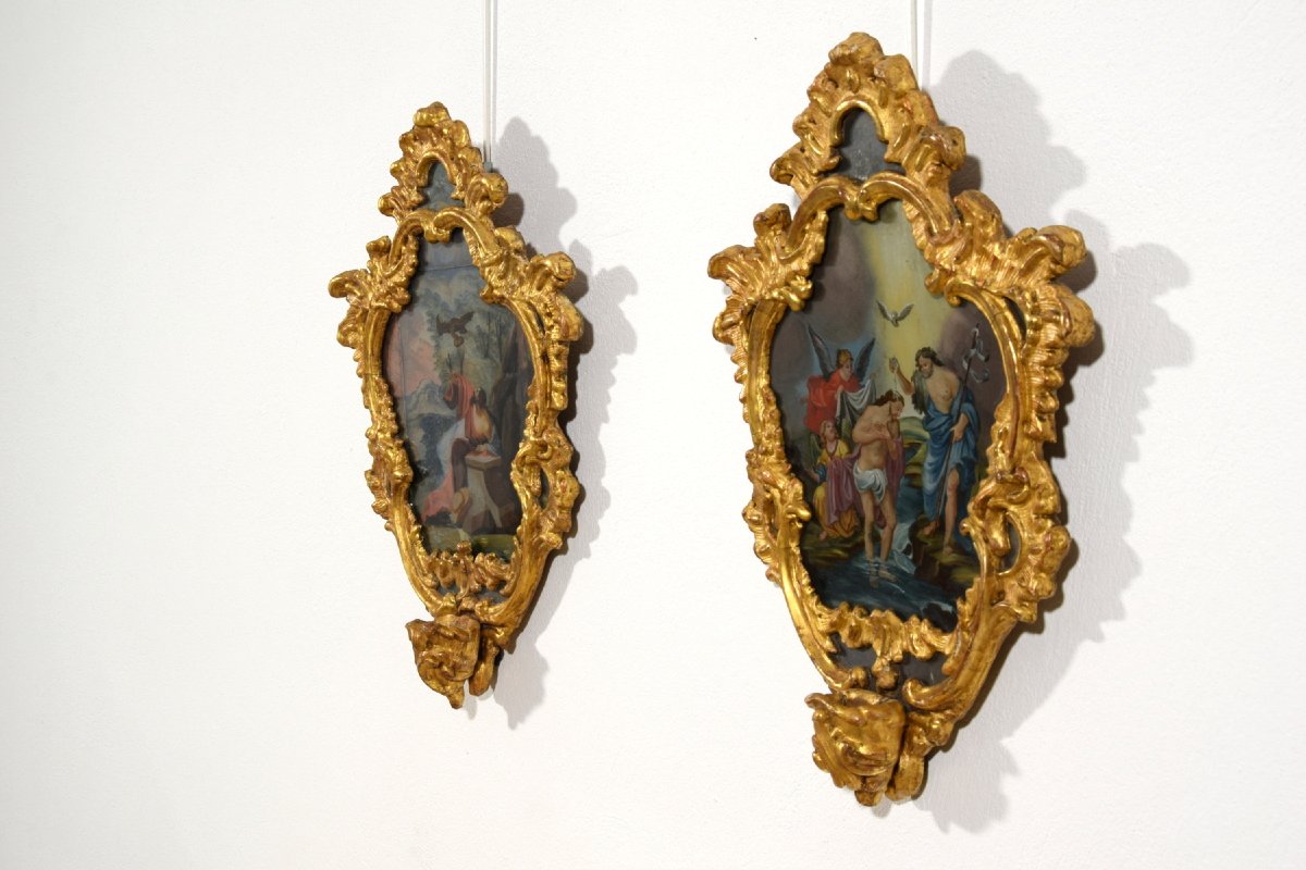 Coppia di dipinto su vetro, Michele Antonio Milocco, Italia, XVIII secolo-photo-5