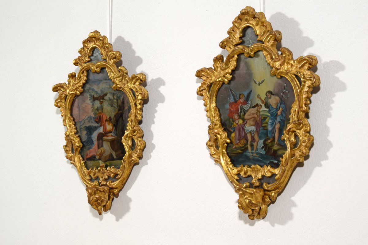 Coppia di dipinto su vetro, Michele Antonio Milocco, Italia, XVIII secolo-photo-7