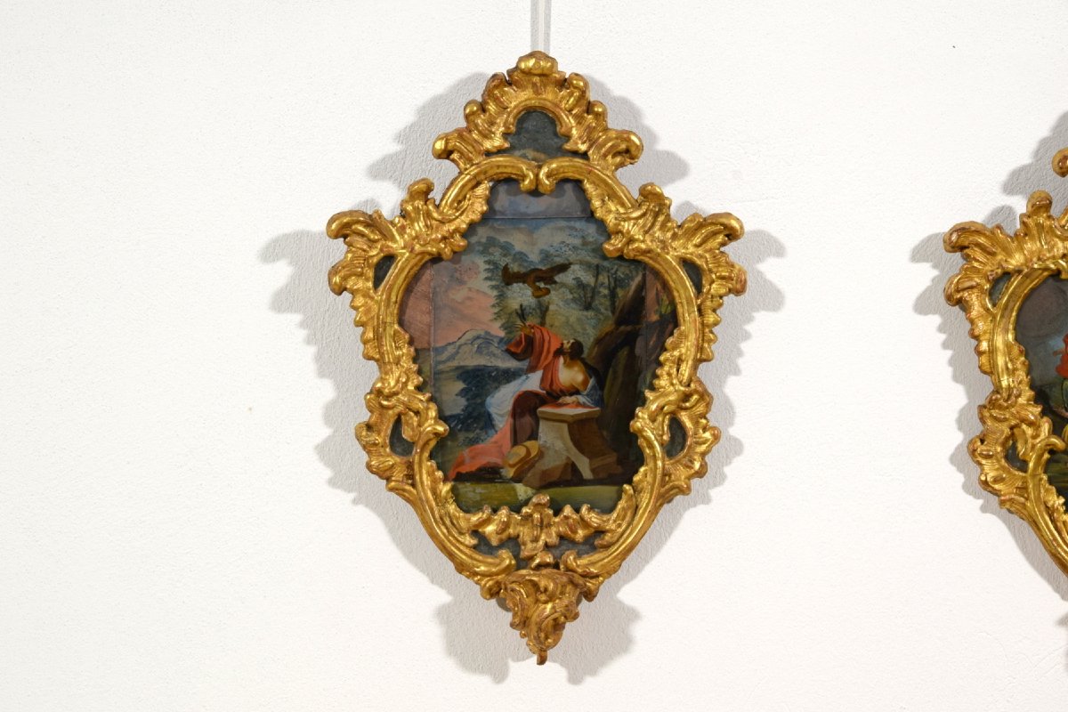 Coppia di dipinto su vetro, Michele Antonio Milocco, Italia, XVIII secolo-photo-8