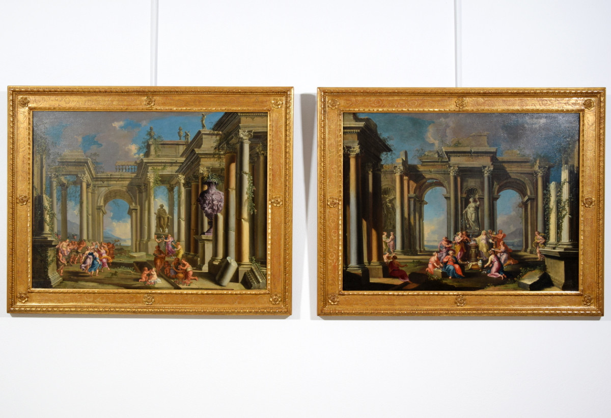 Coppia di Capricci architettonici, XVII secolo, Alberto Carlieri (Roma 1672-1720)-photo-4