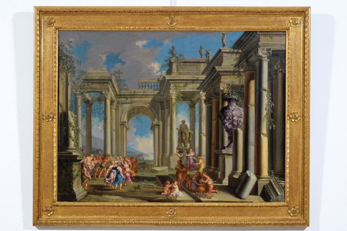 Coppia di Capricci architettonici, XVII secolo, Alberto Carlieri (Roma 1672-1720)-photo-2