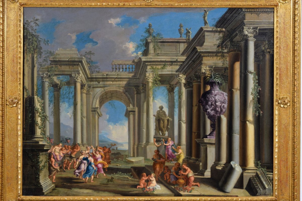 Coppia di Capricci architettonici, XVII secolo, Alberto Carlieri (Roma 1672-1720)-photo-4