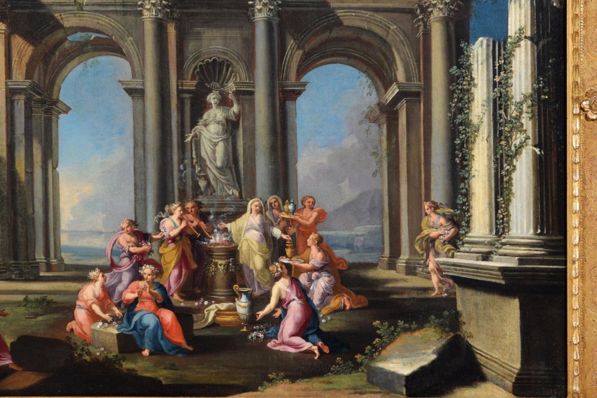 Coppia di Capricci architettonici, XVII secolo, Alberto Carlieri (Roma 1672-1720)-photo-8