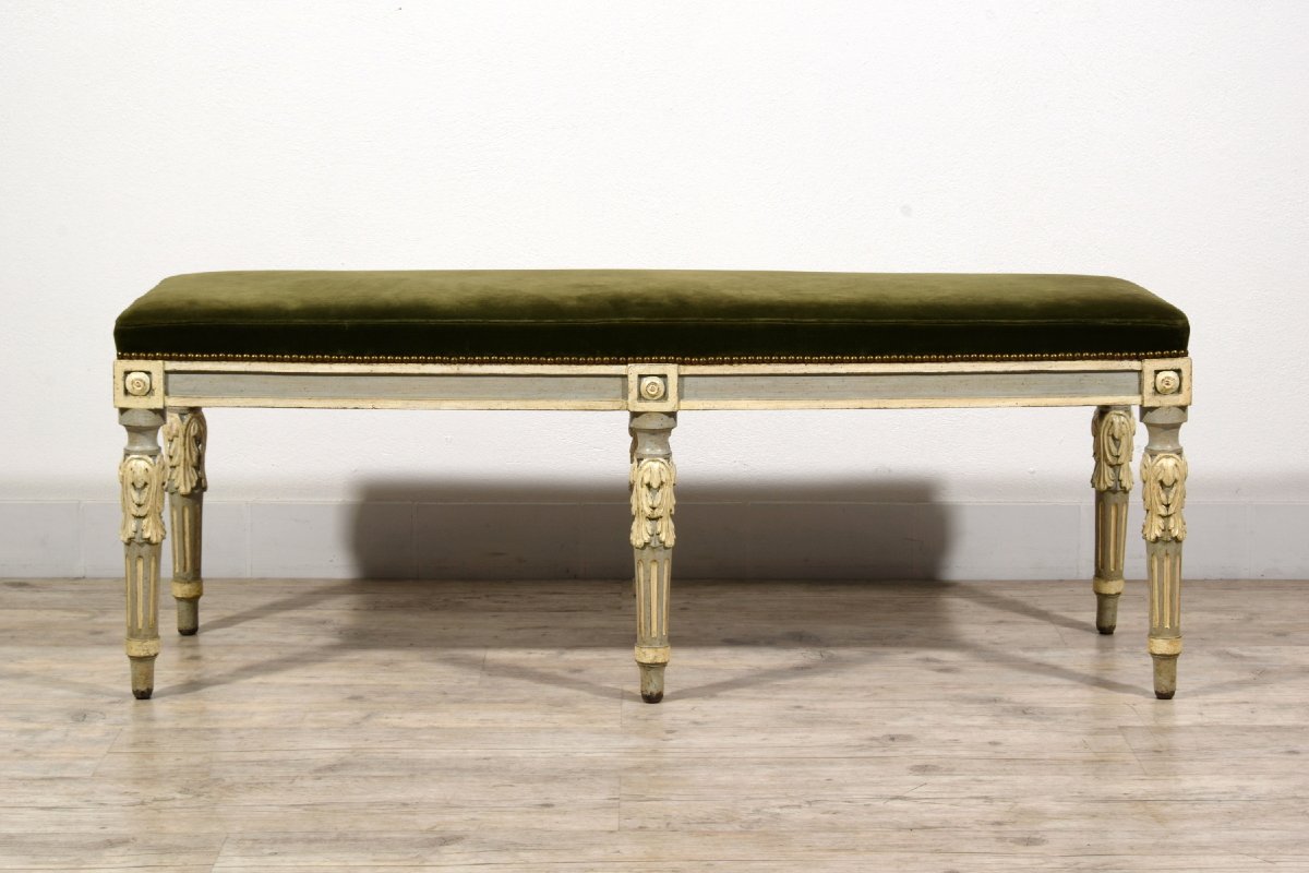 Panca neoclassica in legno laccato, Piemonte, fine XVIII secolo-photo-2