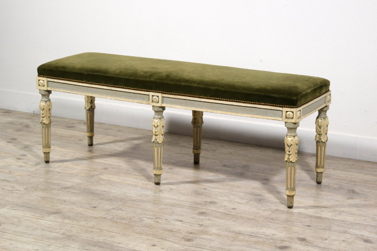 Panca neoclassica in legno laccato, Piemonte, fine XVIII secolo-photo-3