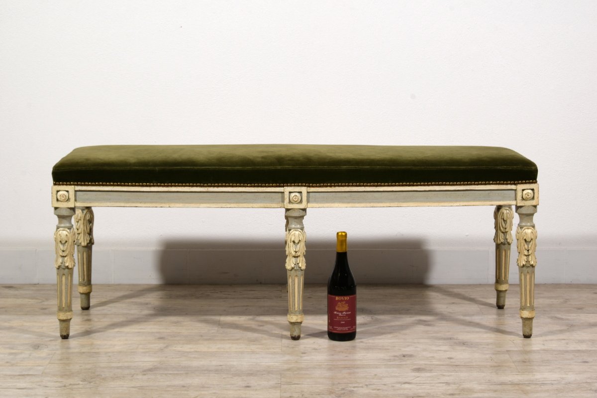 Panca neoclassica in legno laccato, Piemonte, fine XVIII secolo-photo-1