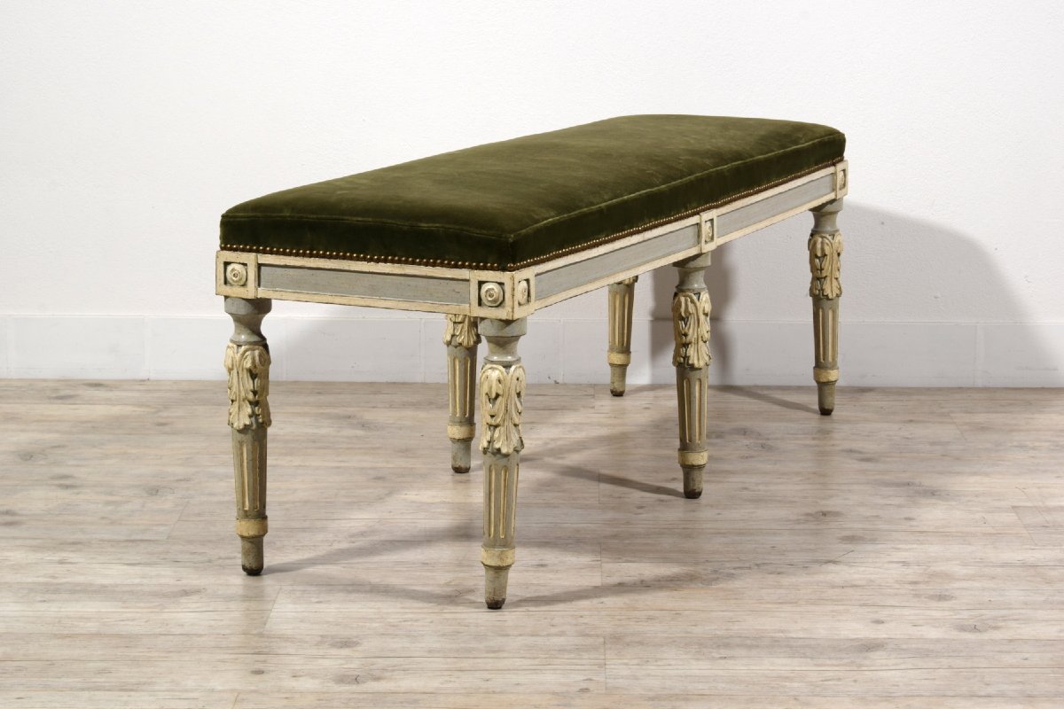 Panca neoclassica in legno laccato, Piemonte, fine XVIII secolo-photo-3