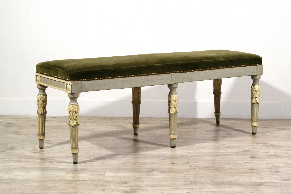 Panca neoclassica in legno laccato, Piemonte, fine XVIII secolo-photo-5