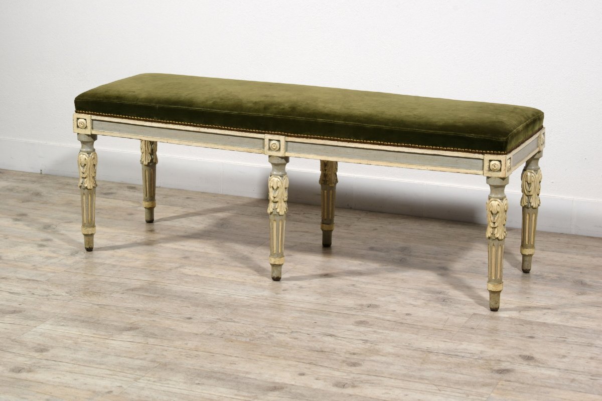 Panca neoclassica in legno laccato, Piemonte, fine XVIII secolo-photo-8