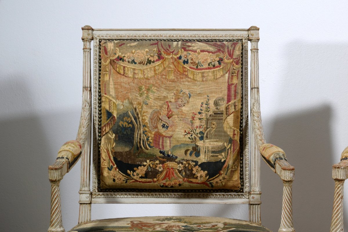 Salotto in legno intagliato e laccato, seconda metà del XVIII secolo, Francia-photo-7