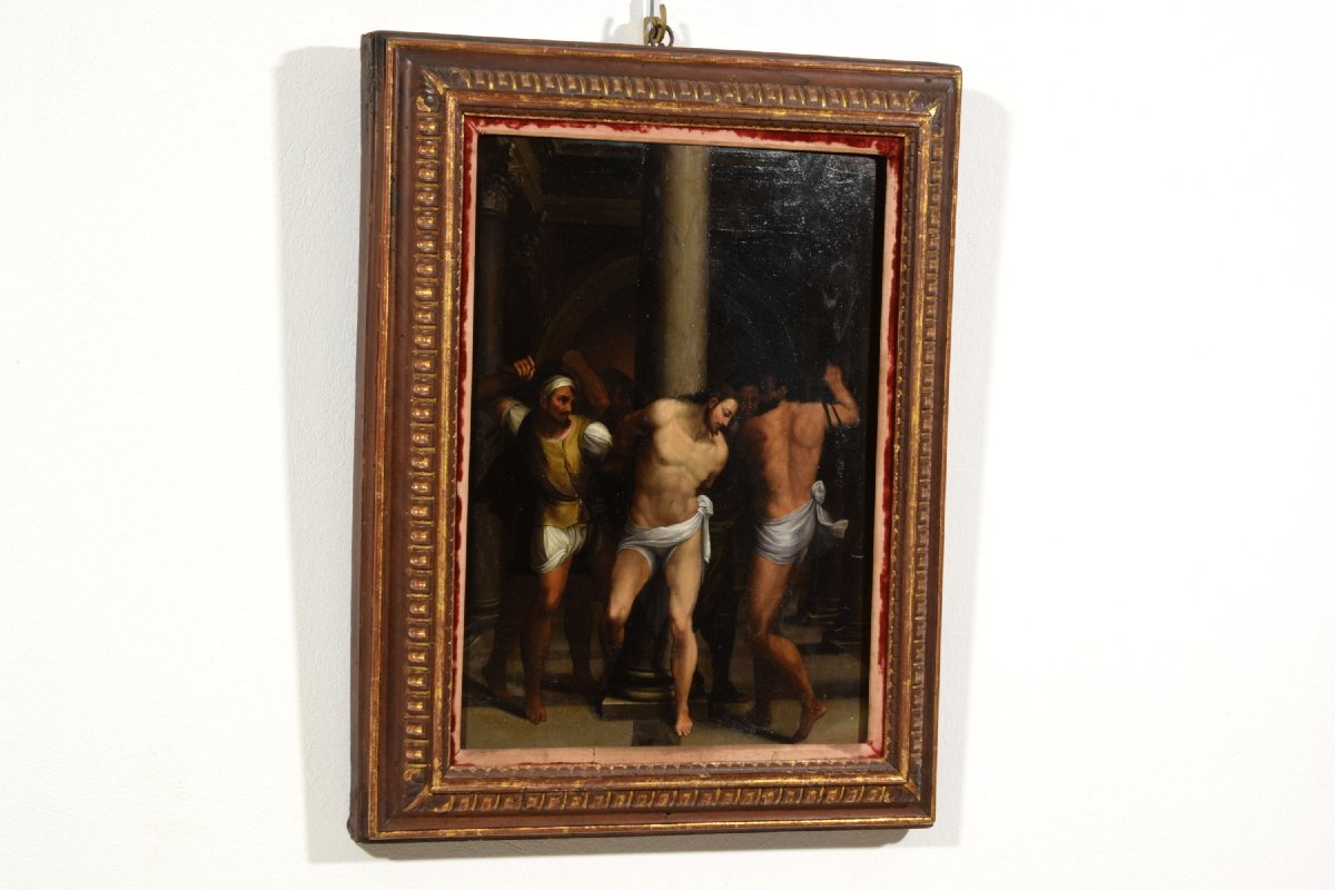 Flagellazione di Cristo, pittore romano della seconda metà del XVI secolo, olio su tavola-photo-3