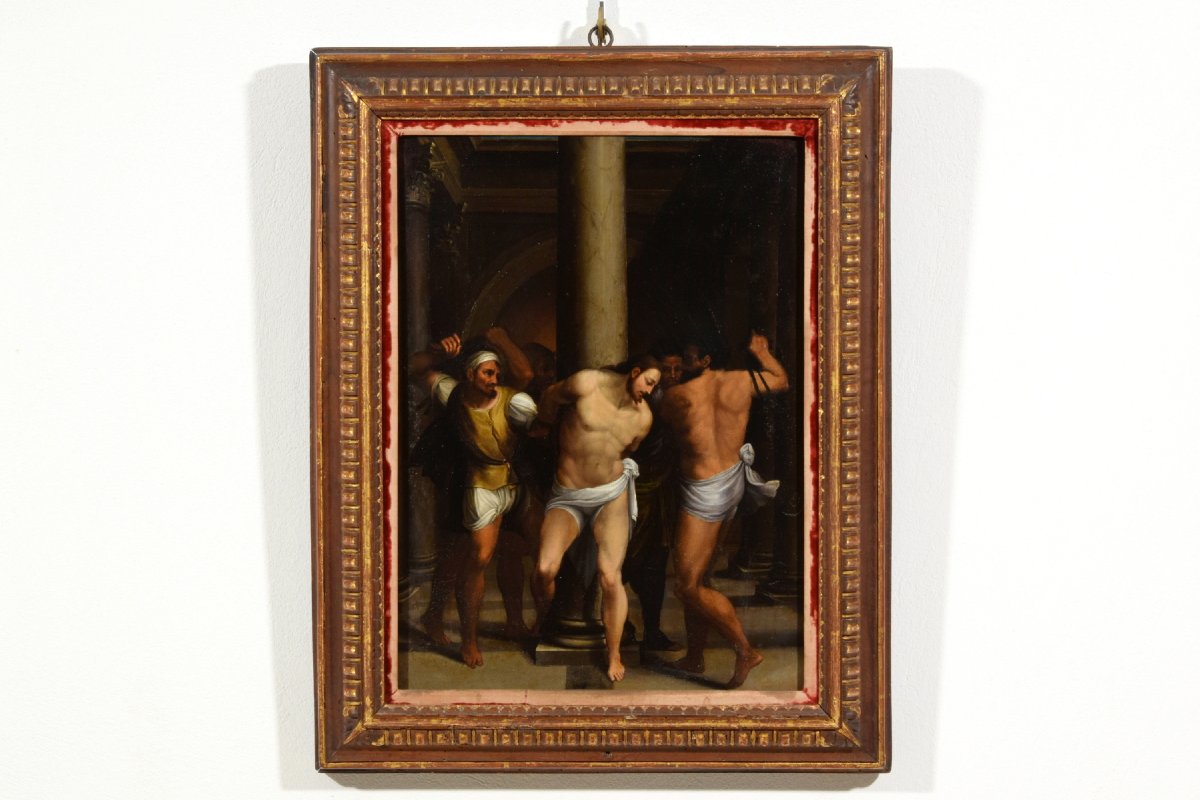 Flagellazione di Cristo, pittore romano della seconda metà del XVI secolo, olio su tavola-photo-4