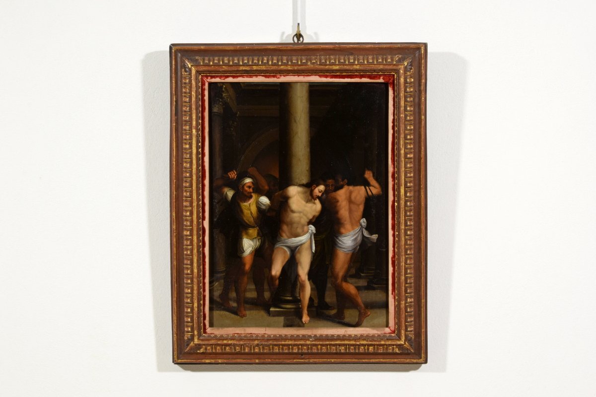 Flagellazione di Cristo, pittore romano della seconda metà del XVI secolo, olio su tavola-photo-7