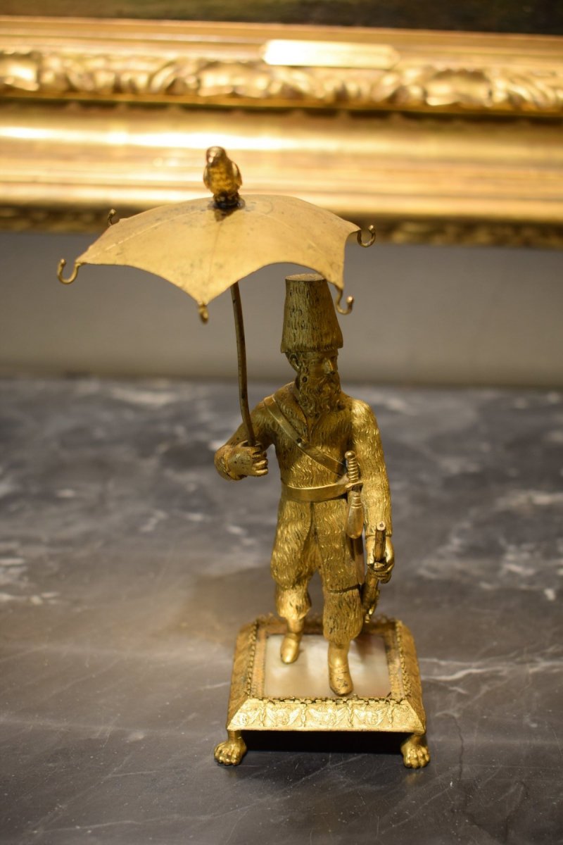 Figure En Bronze Doré Et Nacre De Robinson Crusoe-photo-2