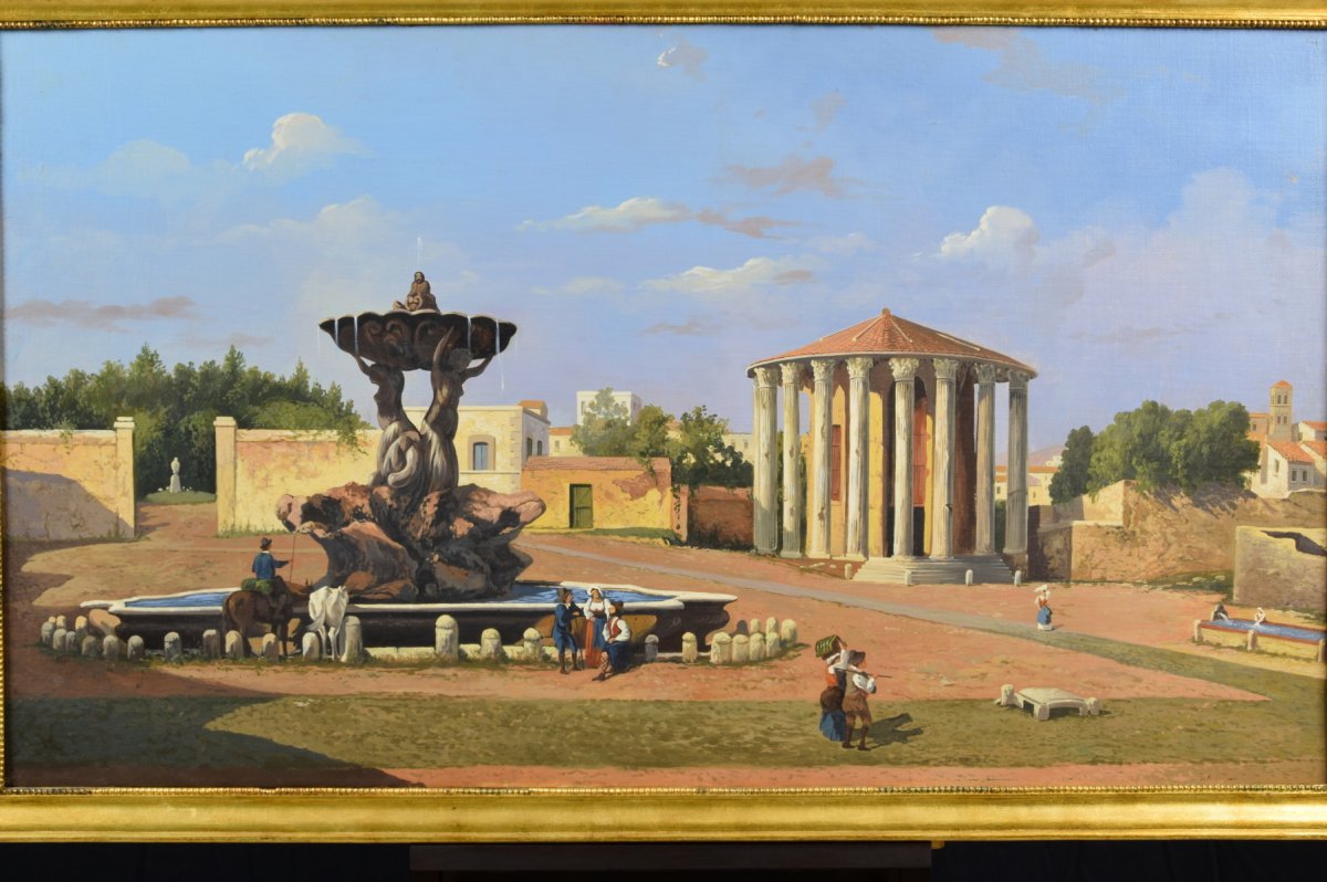 Veduta del foro Boario con la fontana di Bizzaccheri e il tempio di Vesta, XIX secolo-photo-1