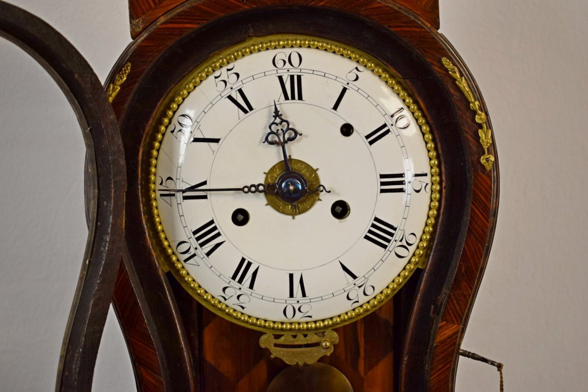 Horloge de table, avec sonnerie et réveil, en bois violet et bronze doré, XVIIIe siècle Italie-photo-8