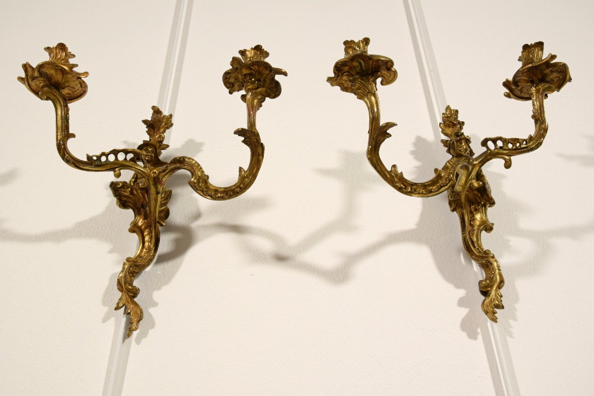 Paire D’appliques En Bronze Doré Avec Des Figures De Chinois, France XIX Siècle-photo-3