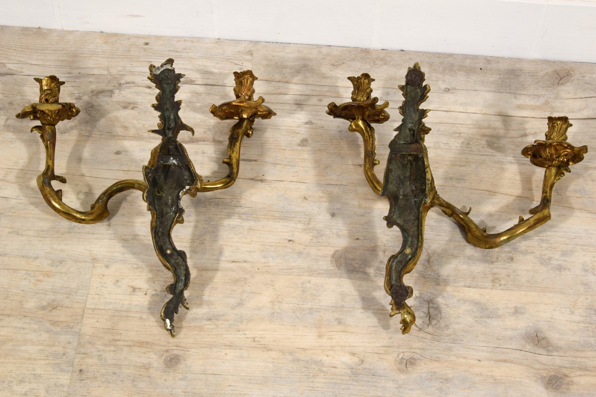 Paire D’appliques En Bronze Doré Avec Des Figures De Chinois, France XIX Siècle-photo-7