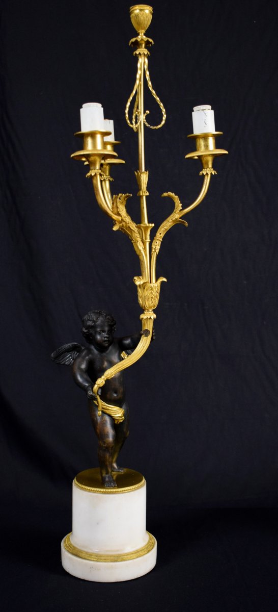 Paire De Candélabres En Bronze Doré Et Patiné, XVIIIe Siècle, France-photo-3