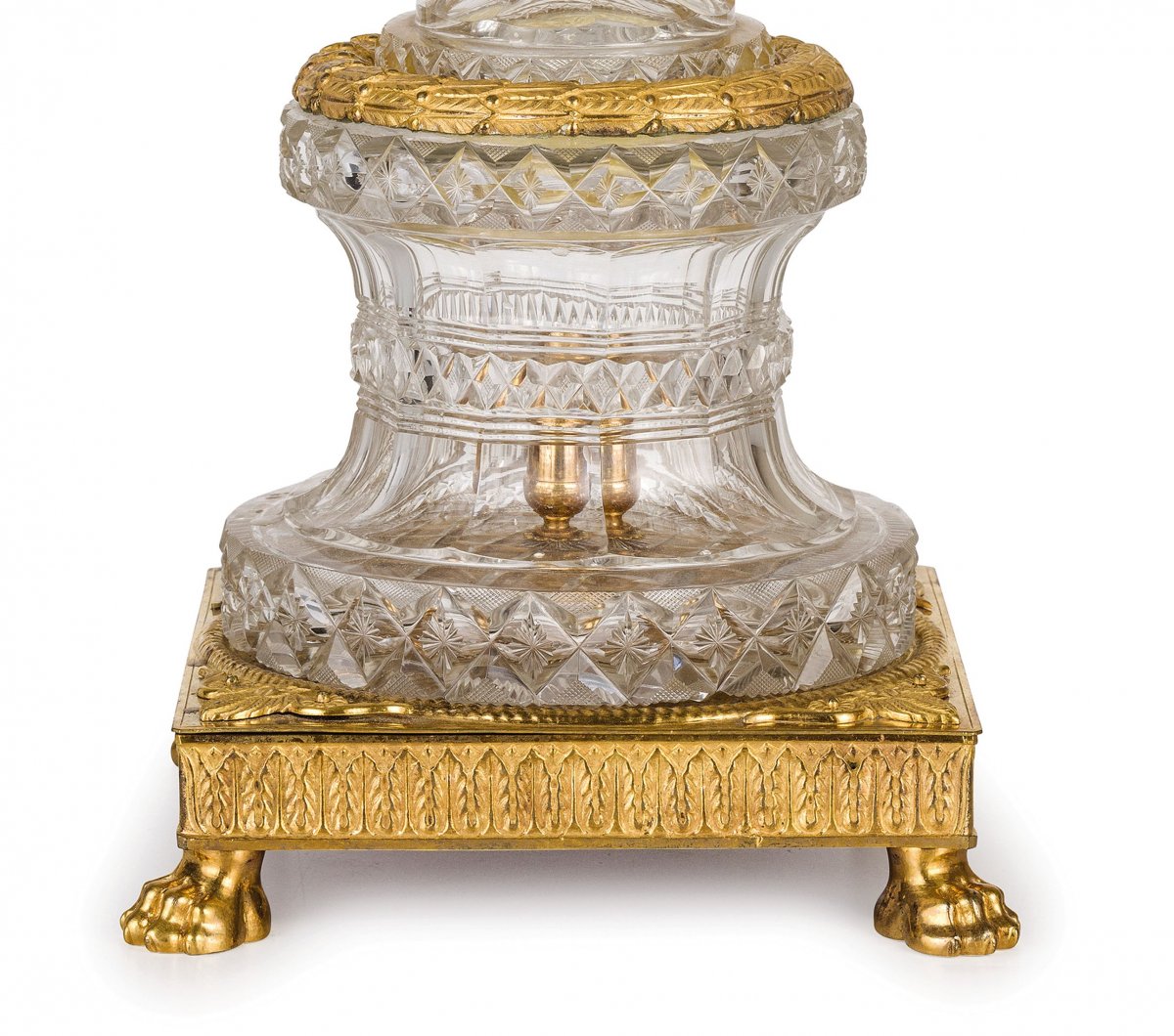 Vaso centrotavola in cristallo molato e bronzo dorato, Francia, primi XIX secolo-photo-3