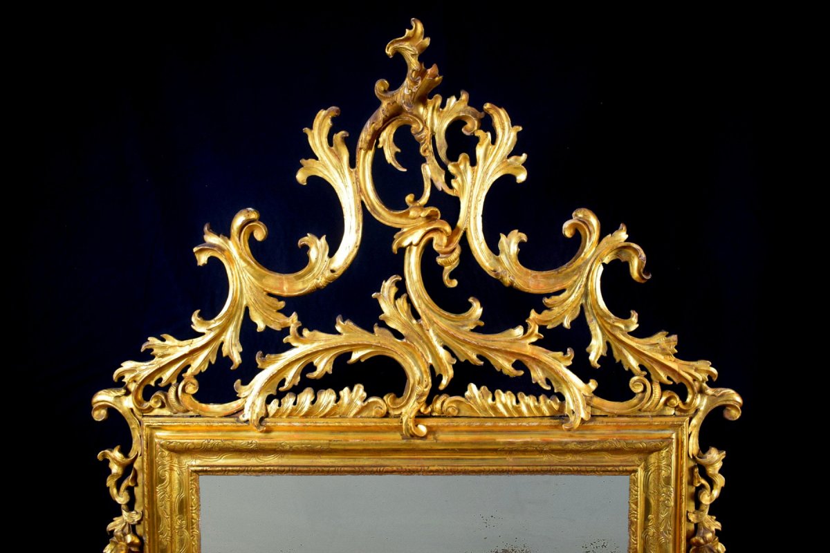 Specchiera veneta in legno intagliato e dorato, XVIII secolo-photo-2