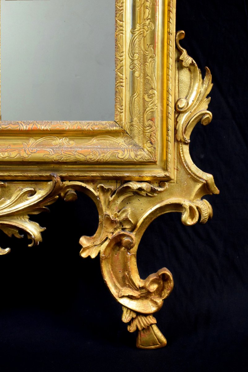 Specchiera veneta in legno intagliato e dorato, XVIII secolo-photo-1