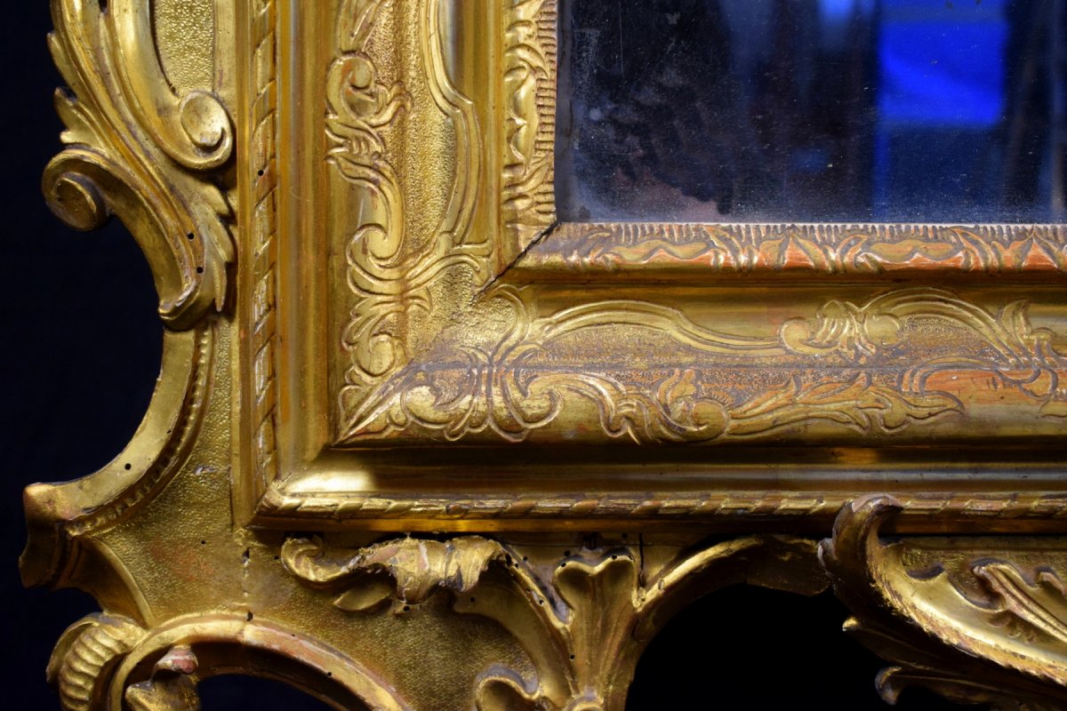 Specchiera veneta in legno intagliato e dorato, XVIII secolo-photo-2