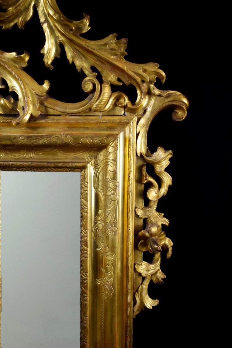 Specchiera veneta in legno intagliato e dorato, XVIII secolo-photo-4