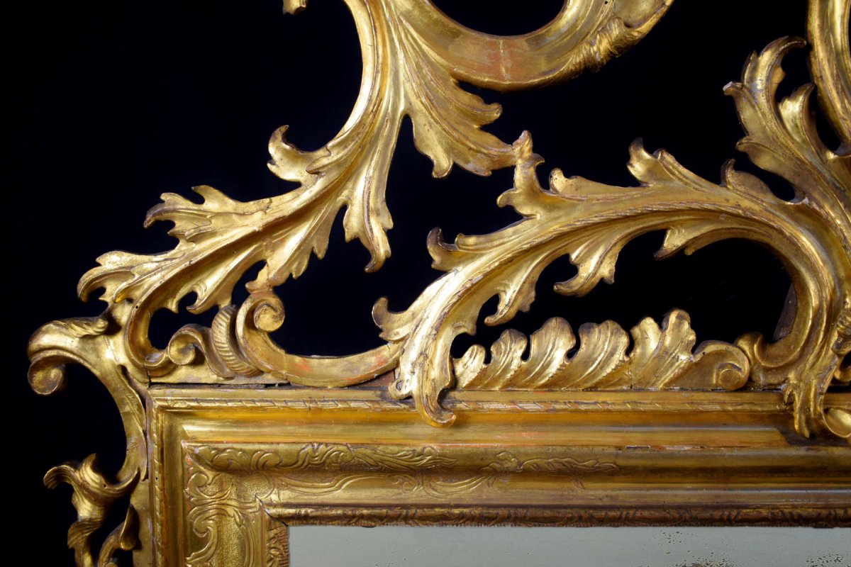 Specchiera veneta in legno intagliato e dorato, XVIII secolo-photo-5