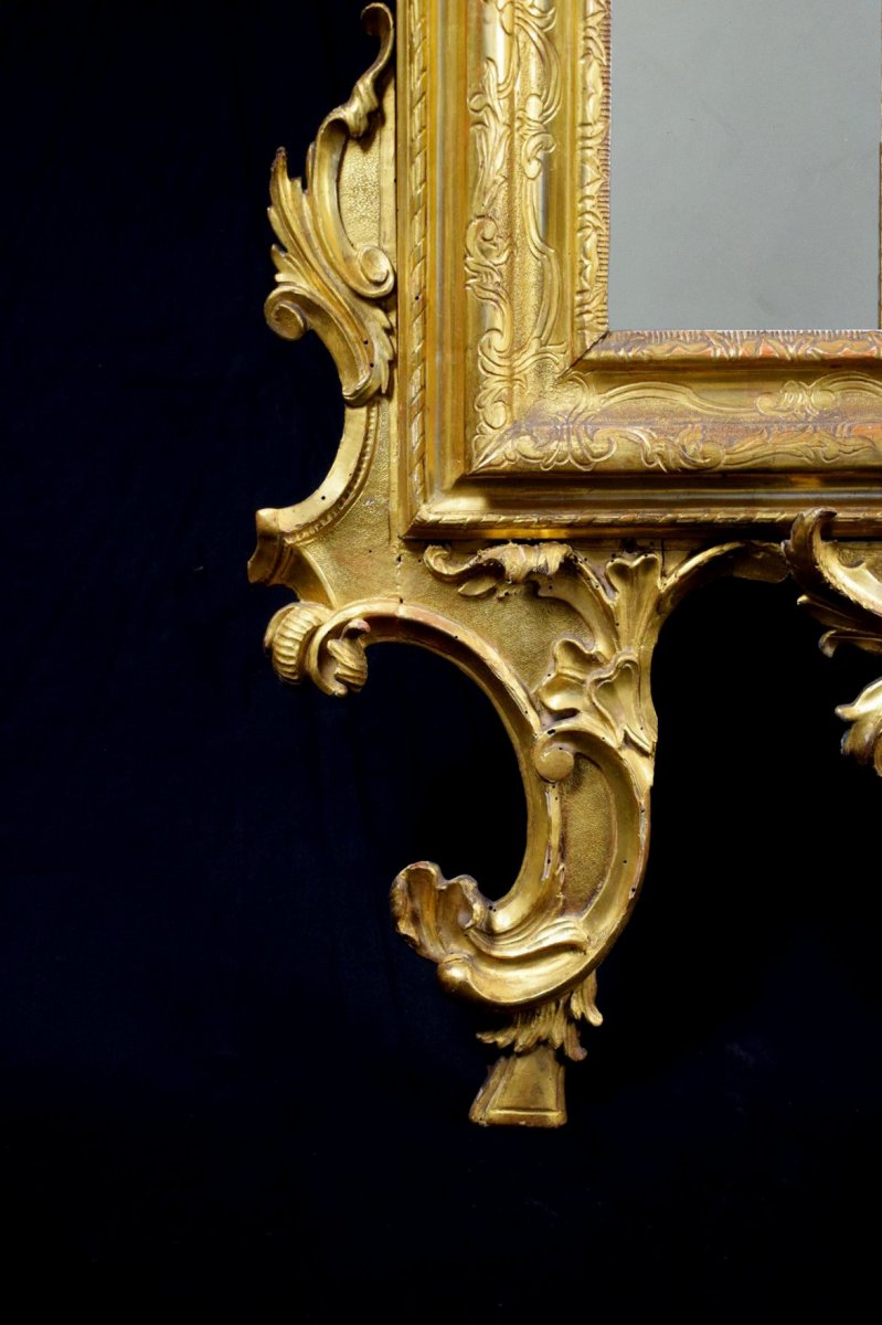 Specchiera veneta in legno intagliato e dorato, XVIII secolo-photo-6