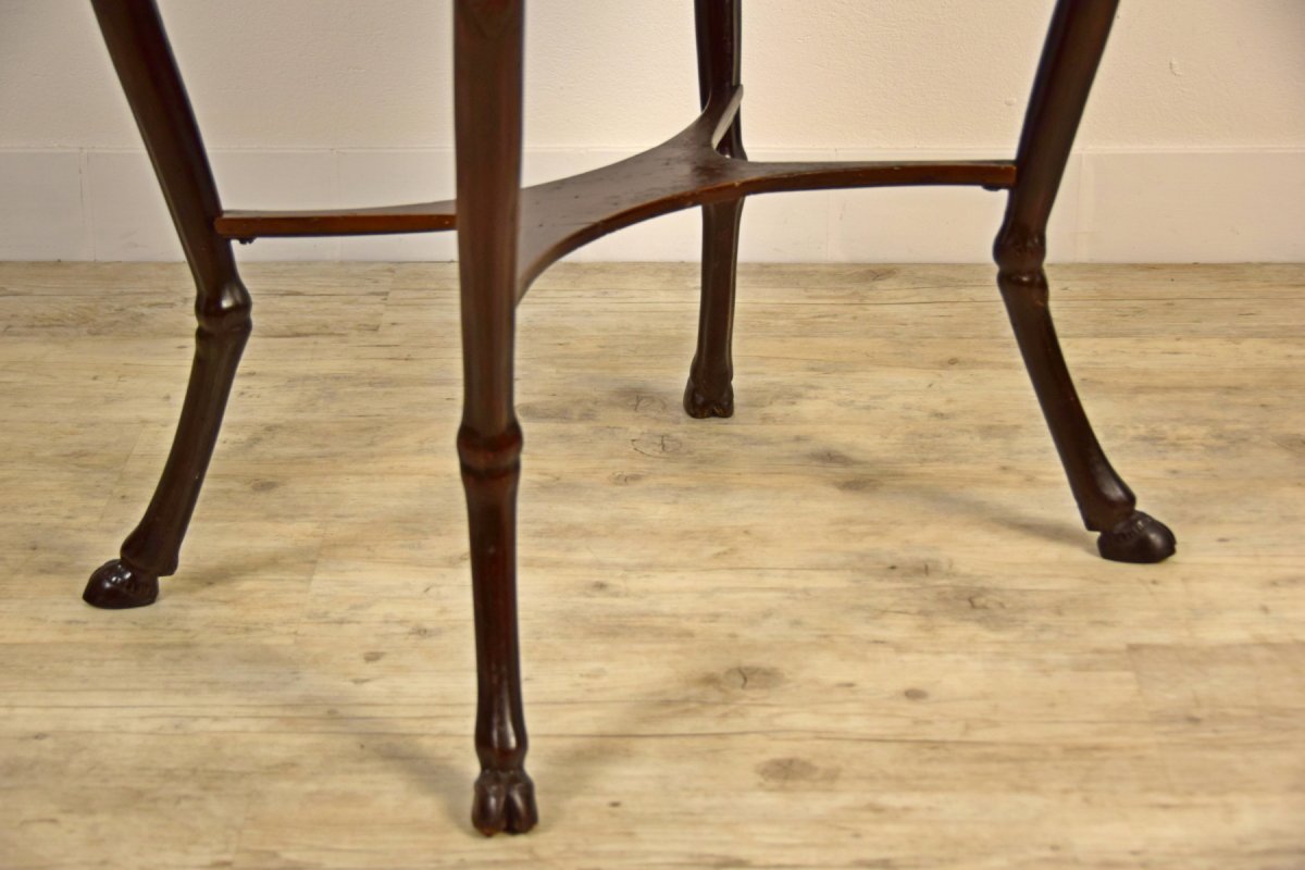 Table Basse Néoclassique En Bois Et Plateau Ovale En Albâtre Fleuri, Italie, XVIIIe Siècle-photo-3