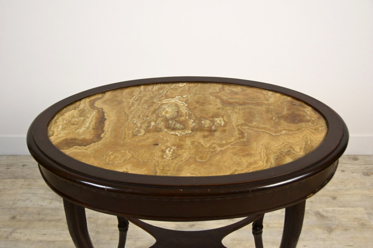 Tavolino da centro Neoclassico in legno  e piano  in alabastro fiorito, Sicilia, XVIII secolo-photo-6