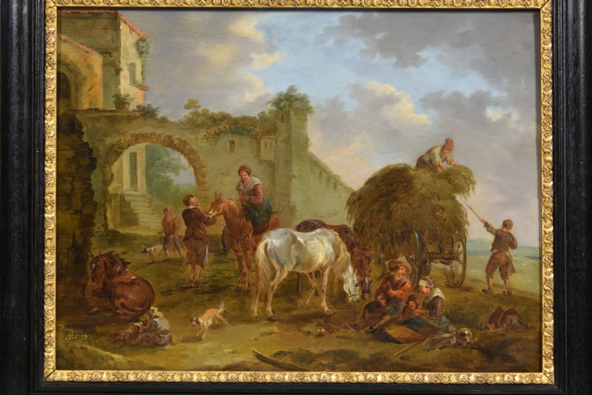 Scena bambocciante, Jan Miel (seguace di), XVIII secolo-photo-2