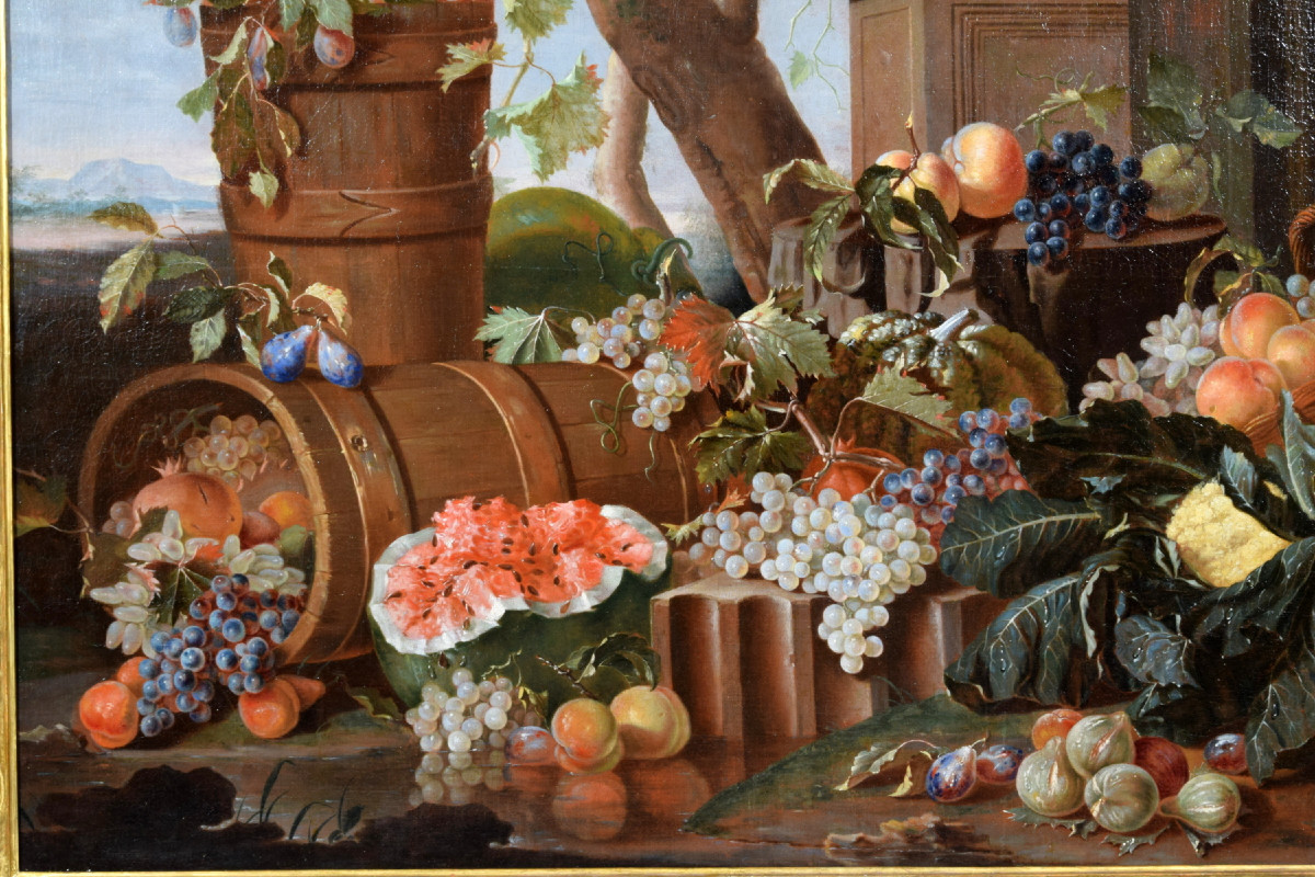 Pietro Navarra (Roma, attivo 1685 - 1714), natura morta, olio su tela-photo-3