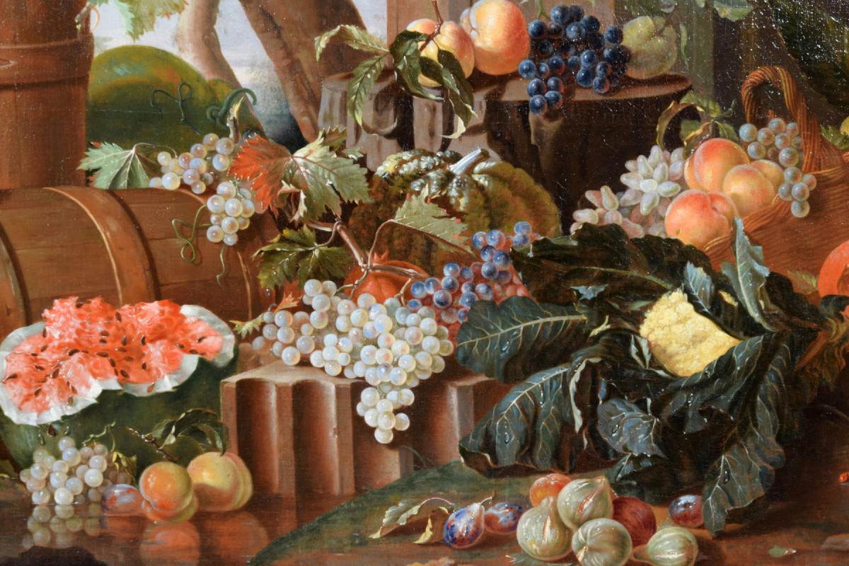 Pietro Navarra (Roma, attivo 1685 - 1714), natura morta, olio su tela-photo-3